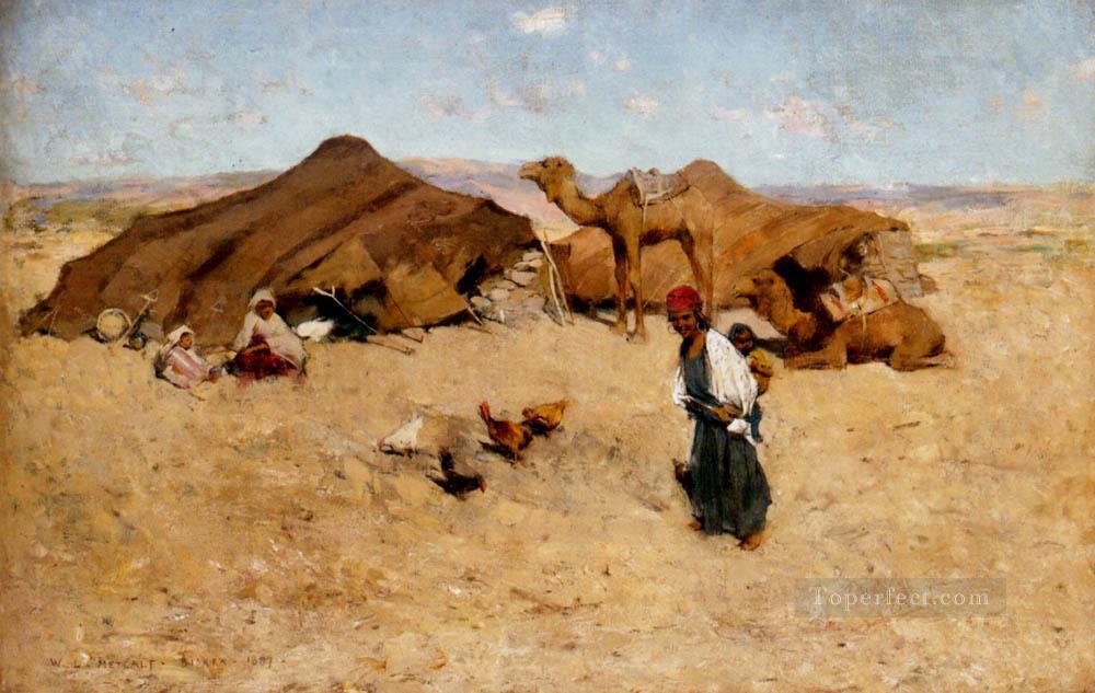 アラブ野営地ビスクラの風景ウィラード・リロイ・メトカーフ油絵